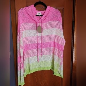 Knit crop hoodie sweater